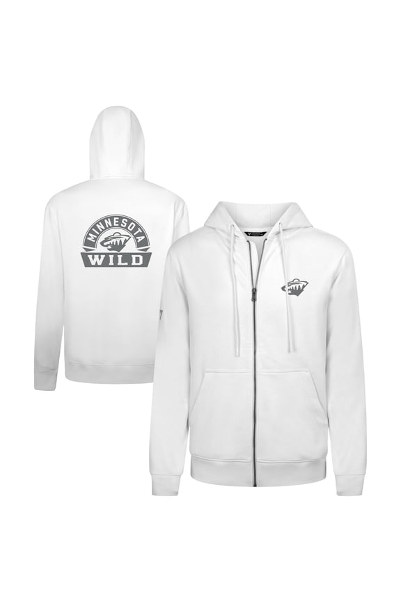 Men's Levelwear White Minnesota Wild Podium Chenille Logo Full-Zip Hoodie