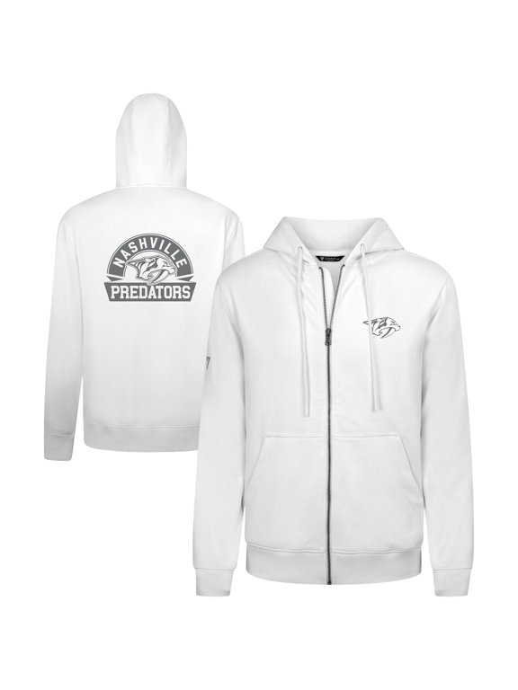 Men's Levelwear White Nashville Predators Podium Chenille Logo Full-Zip Hoodie