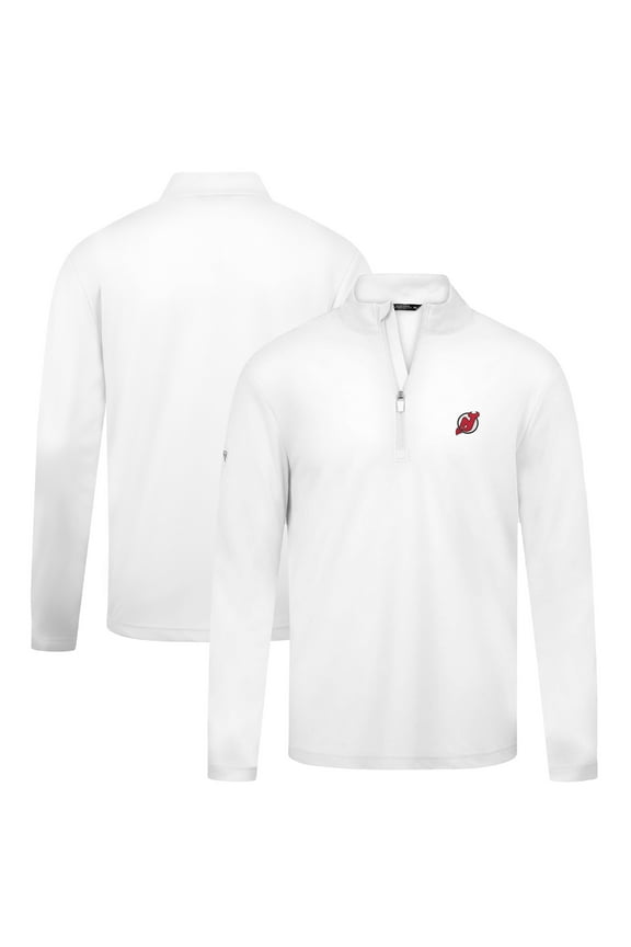 Men's Levelwear White New Jersey Devils Heron Insignia Core Quarter-Zip Jacket