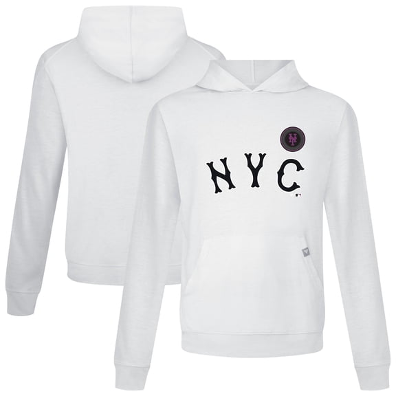Men's Levelwear  White New York Mets City Connect Relay Core Logo Pullover Hoodie