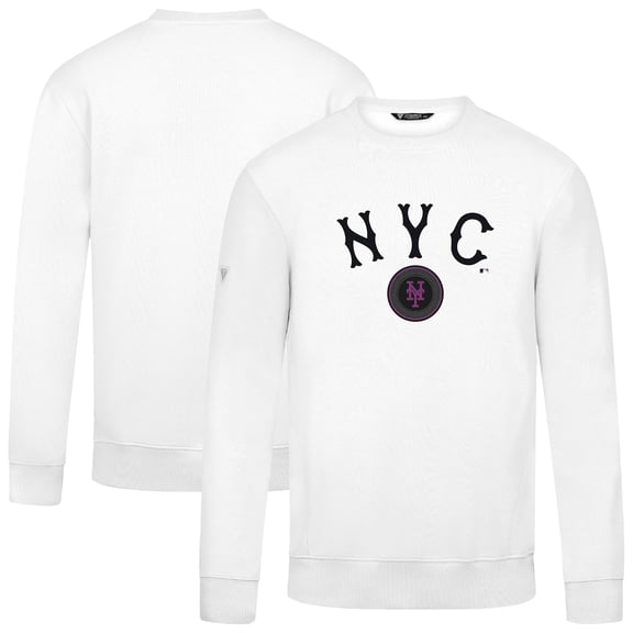 Men's Levelwear  White New York Mets City Connect Zane Back Splash Sweatshirt