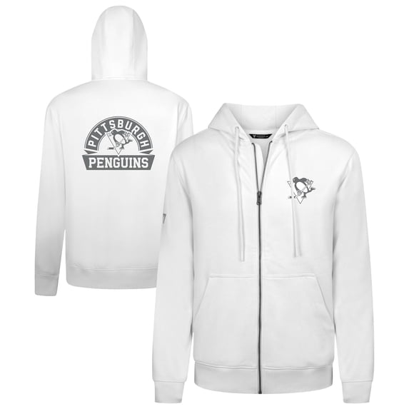 Men's Levelwear White Pittsburgh Penguins Podium Banner Arch Full-Zip Hoodie