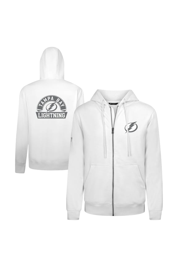 Men's Levelwear White Tampa Bay Lightning Podium Chenille Logo Full-Zip Hoodie