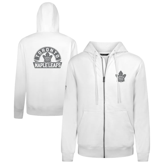 Men's Levelwear White Toronto Maple Leafs Podium Chenille Logo Full-Zip Hoodie