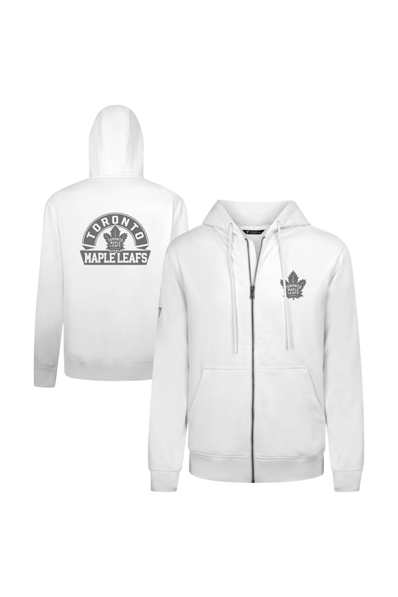 Men's Levelwear White Toronto Maple Leafs Podium Chenille Logo Full-Zip Hoodie