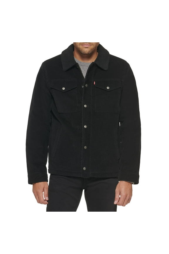 Men's Levi's® Corduroy Sherpa-Lined Jacket Color: Black Size: S