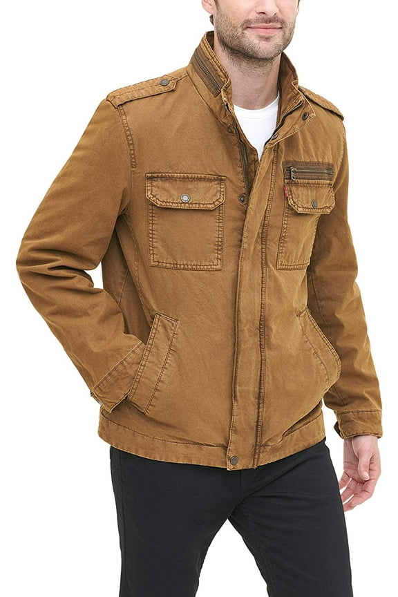 Men's Levi Military Jacket Color: Brown Size: M