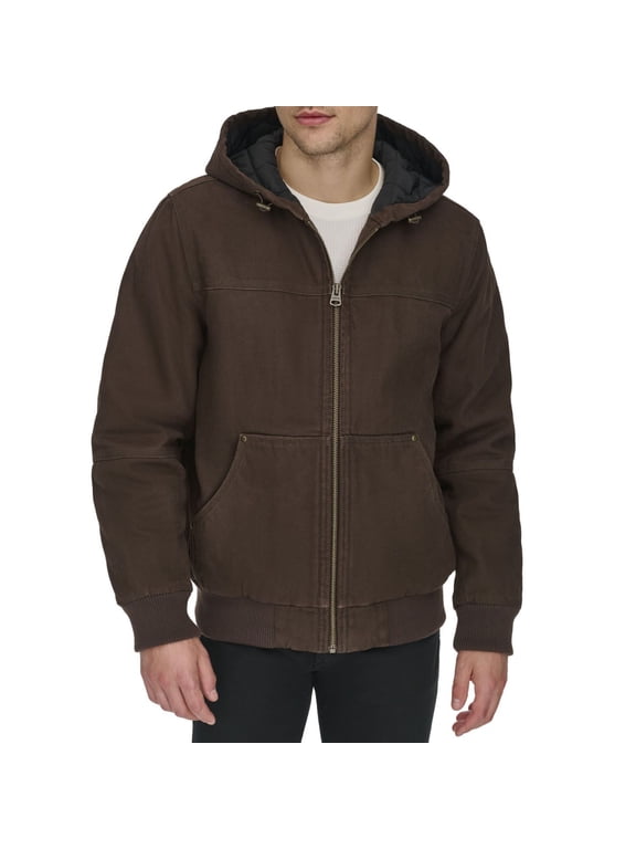 Men's Levi's® Cotton Hooded Workwear Bomber Jacket Color: Chocolate Brown Size: S