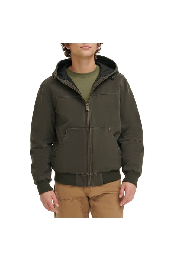 Men's Levi's® Cotton Hooded Workwear Bomber Jacket Color: Olive Size: M