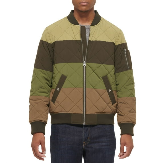 Men's Levi's® Diamond Quilted Bomber Jacket Color: Green Combo Size: L