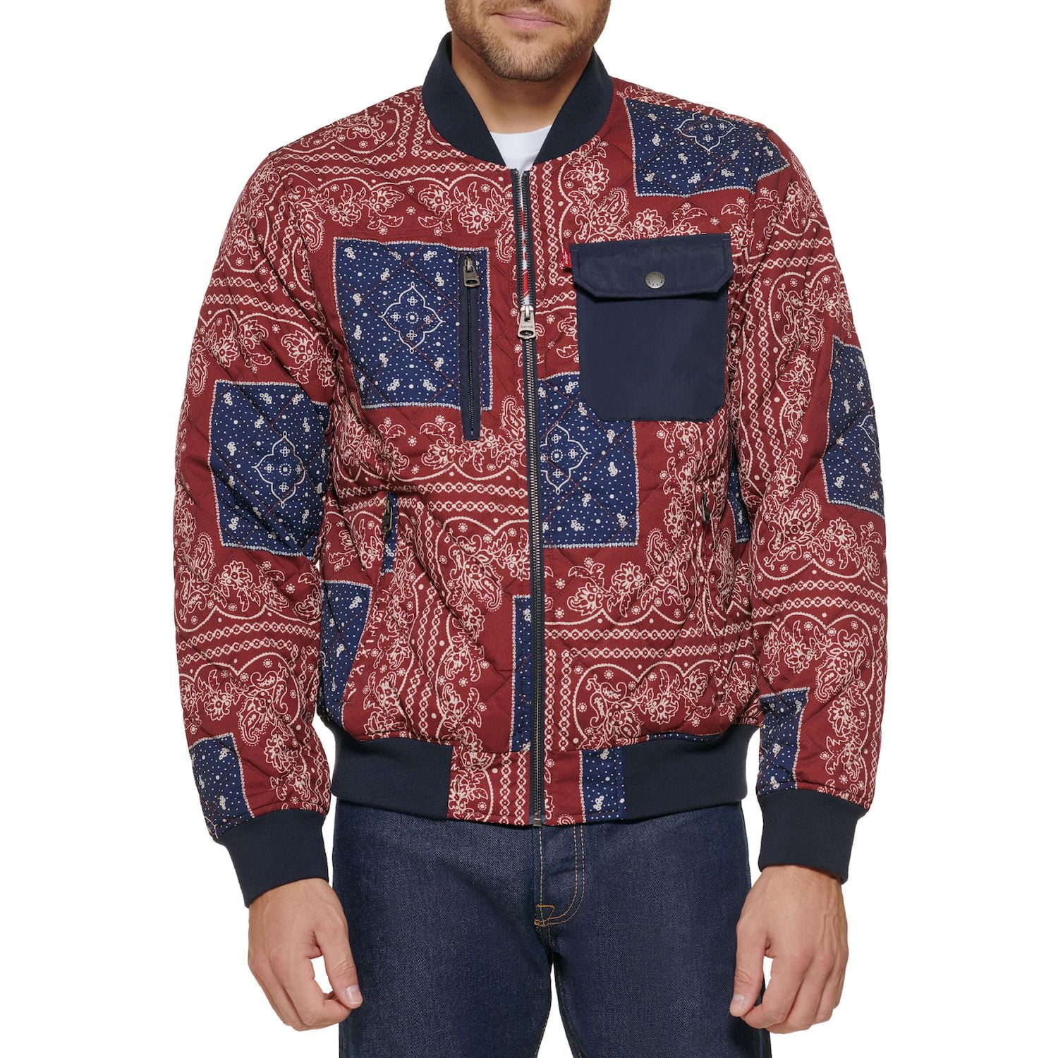 Men's Levi's® Diamond Quilted Jacket Color: Bandana Print Size