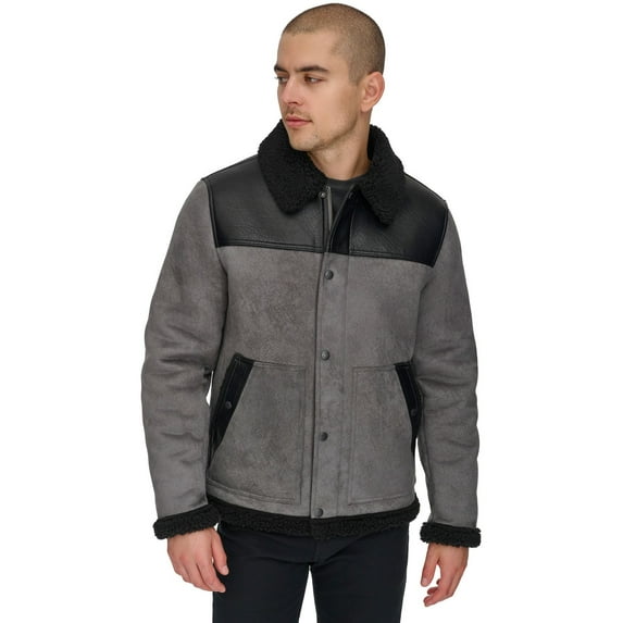 Men's Levi's Faux Leather Shearling Western Jacket Color: Charcoal Size: M