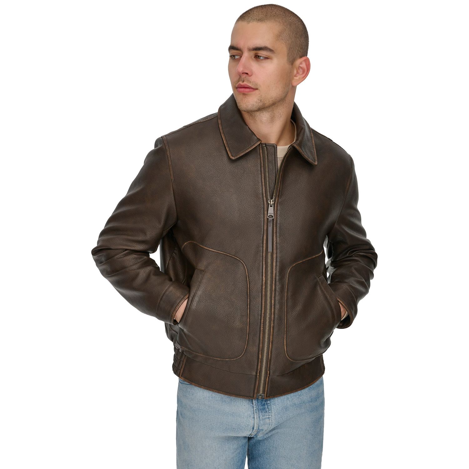 brown leather bomber jacket levi leather jacket men