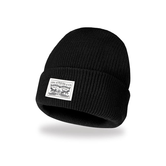 Men's Levi's® Hat Ribbed Logo Beanie Logo Patch in Black - Walmart ...