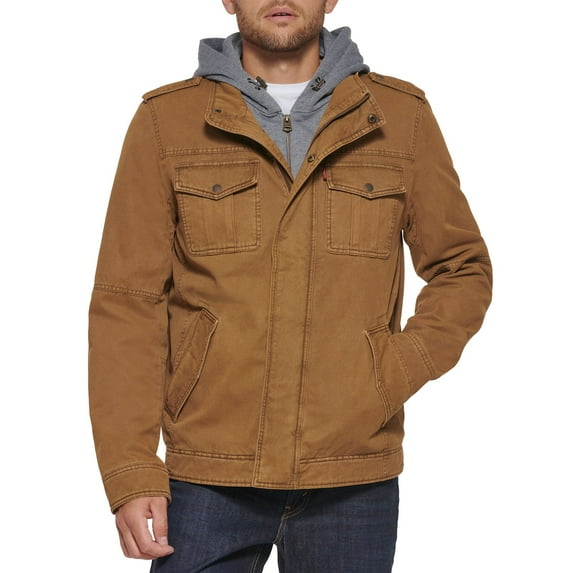 Men's Levi's® Hooded Sherpa Lined Trucker Jacket Color: Workwear Brown Size: S