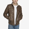 thumbnail image 1 of Men's Levi's® Sherpa-Lined Faux-Leather Aviator Bomber Jacket Color: Light Brown Size: L, 1 of 4