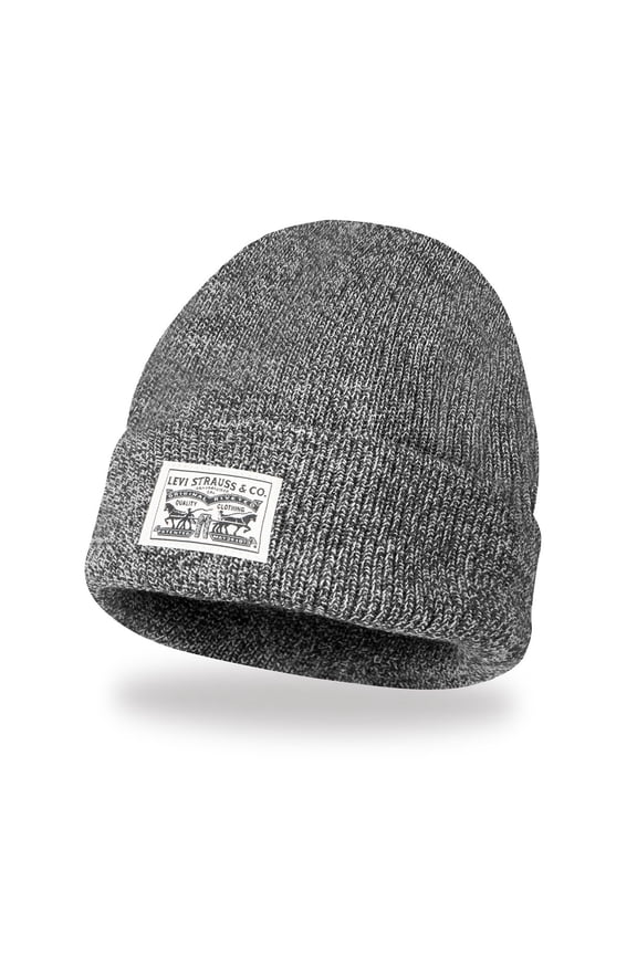 Men's Levi's® Soft Cardigan Beanie with Logo Patch Color: Marl Grey Size: N/A