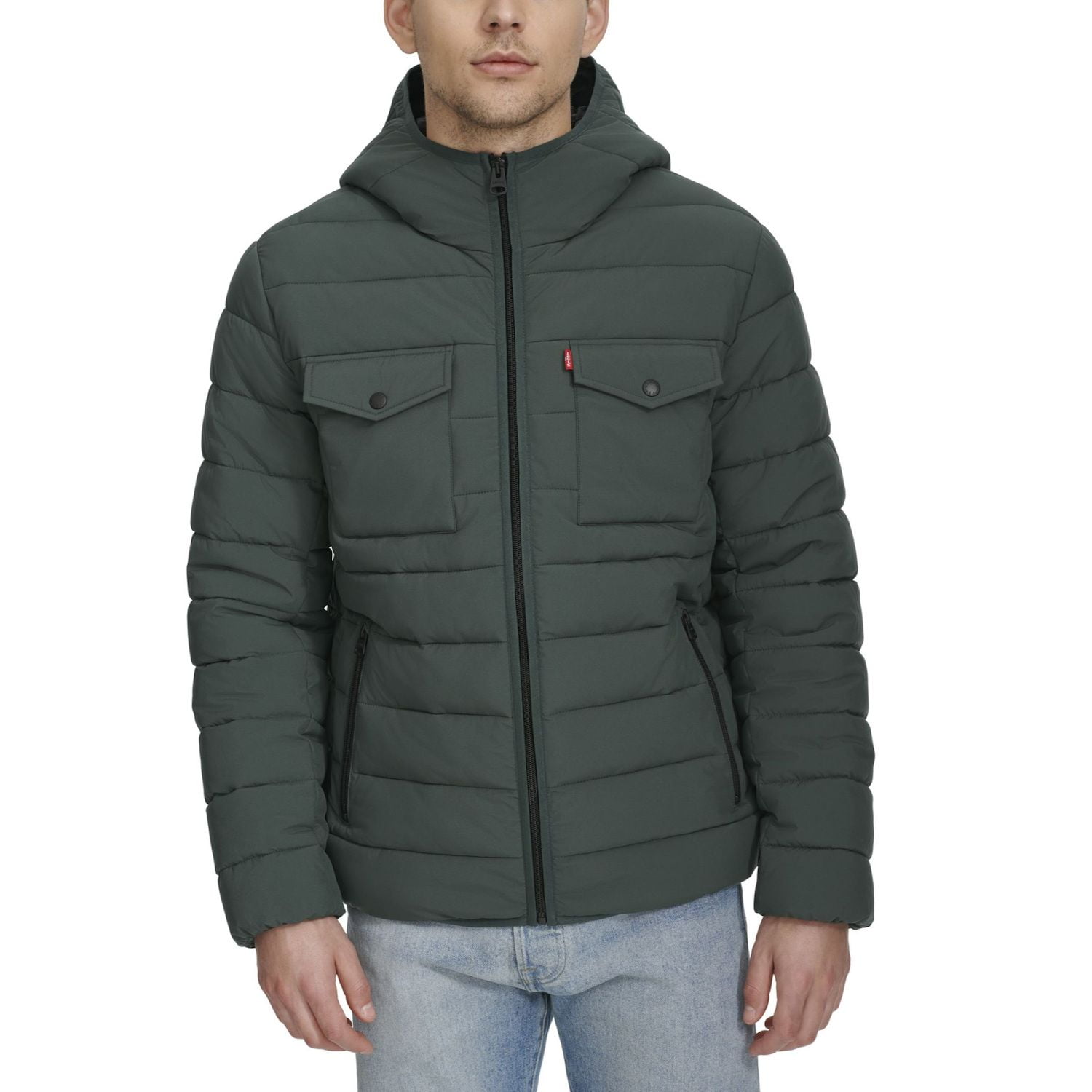 Men s Levi s Stretch Two Pocket Quilted Hooded Jacket Color Urban Chic Size XL Walmart