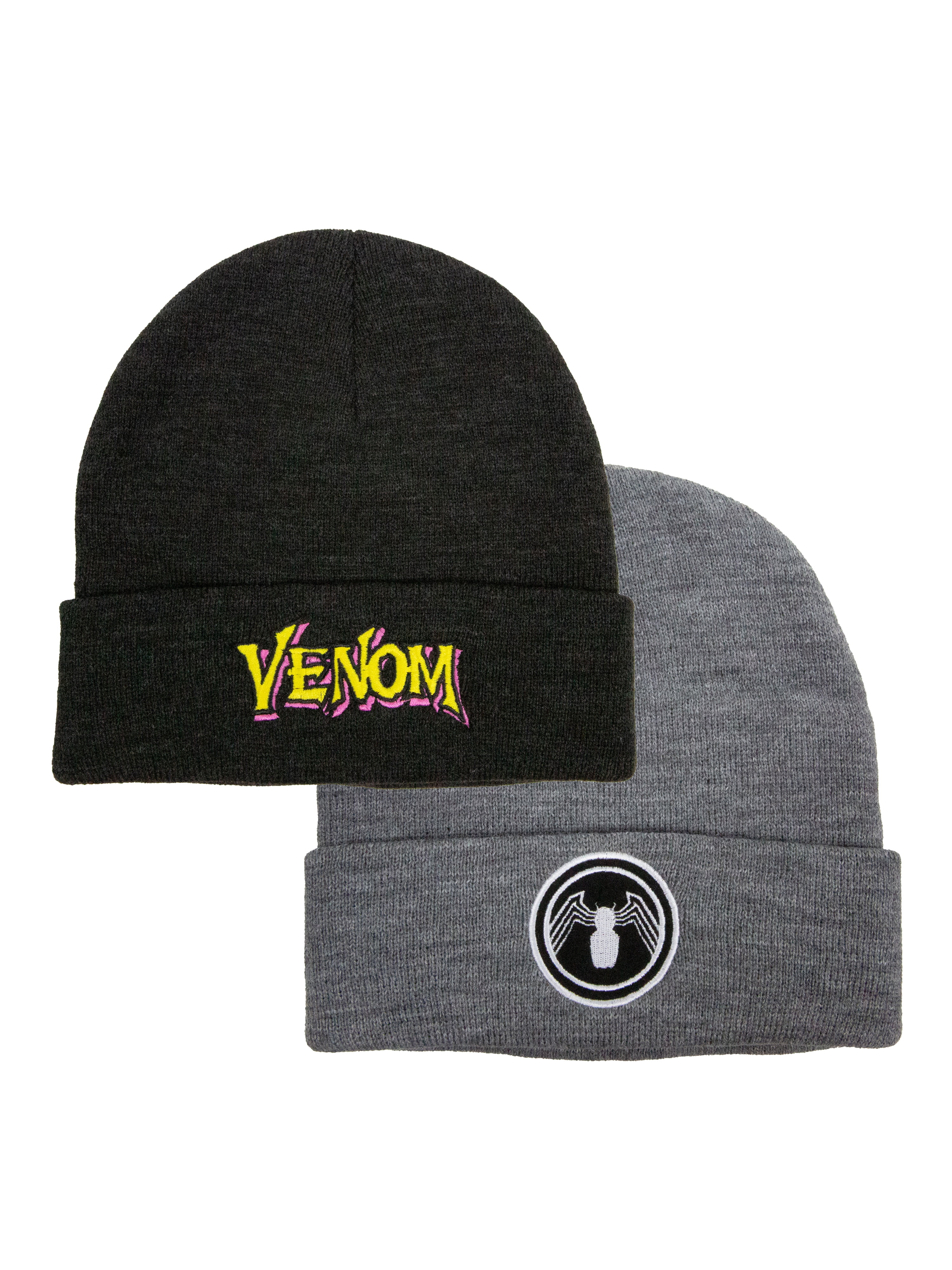 Venom Men's Licensed Beanie Style Hats, 2-Pack, One Size