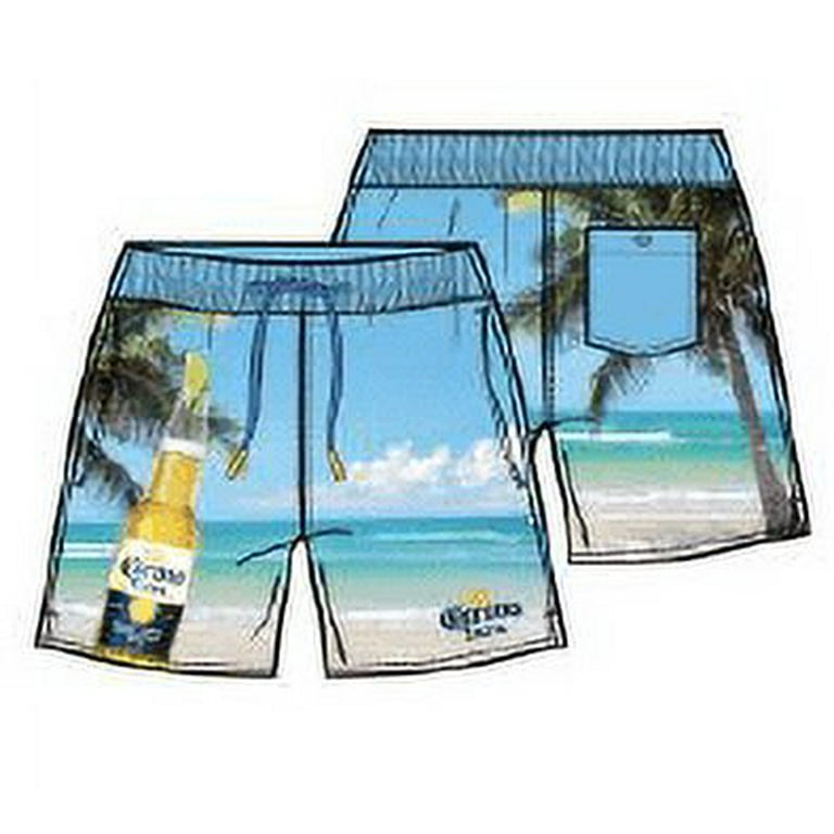 Men's Licensed Beer Board Shorts, Corona Graphic Summer Swim