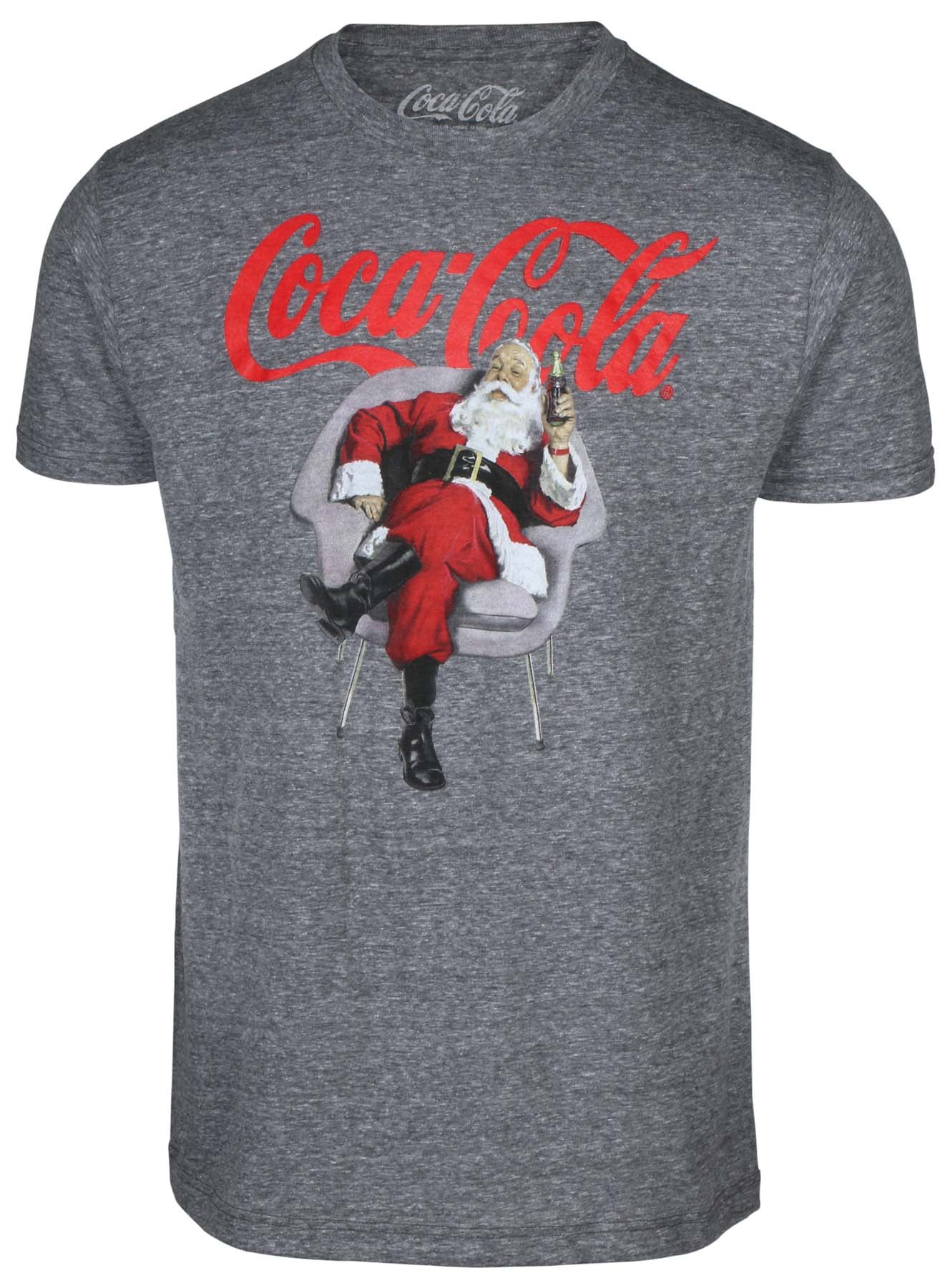 Men's Licensed Santa Claus Coca Cola Christmas Xmas T-Shirt (Heather Gray  Coca, Medium)