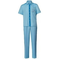 Men's Life Aquatic with Steve Zissou Classic Blue Uniform Set - Short Sleeve Shirt & Pants Outfit