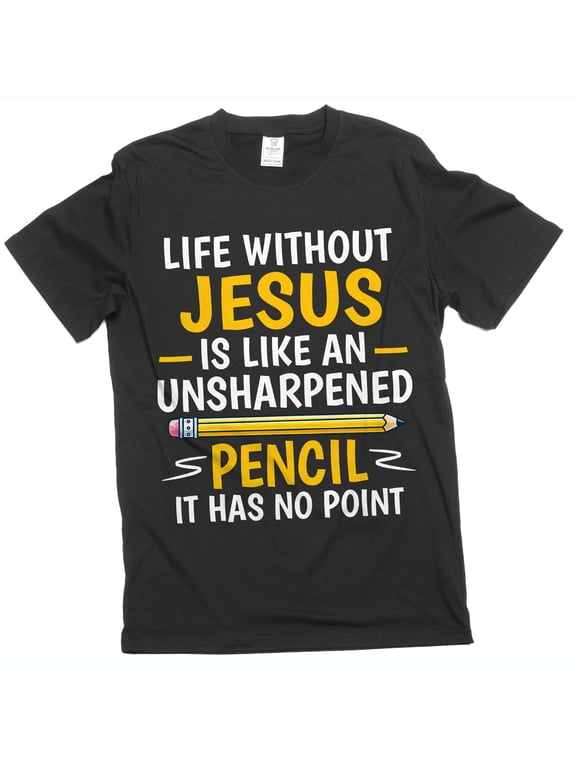 Men's Life Without Jesus T-shirt Christian Gifts Religious Tee Faith Jesus Christ Shirt (Medium Black)