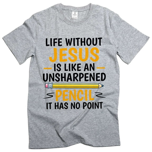 Men's Life Without Jesus T-shirt Christian Gifts Religious Tee Faith Jesus Christ Shirt (Medium Grey)