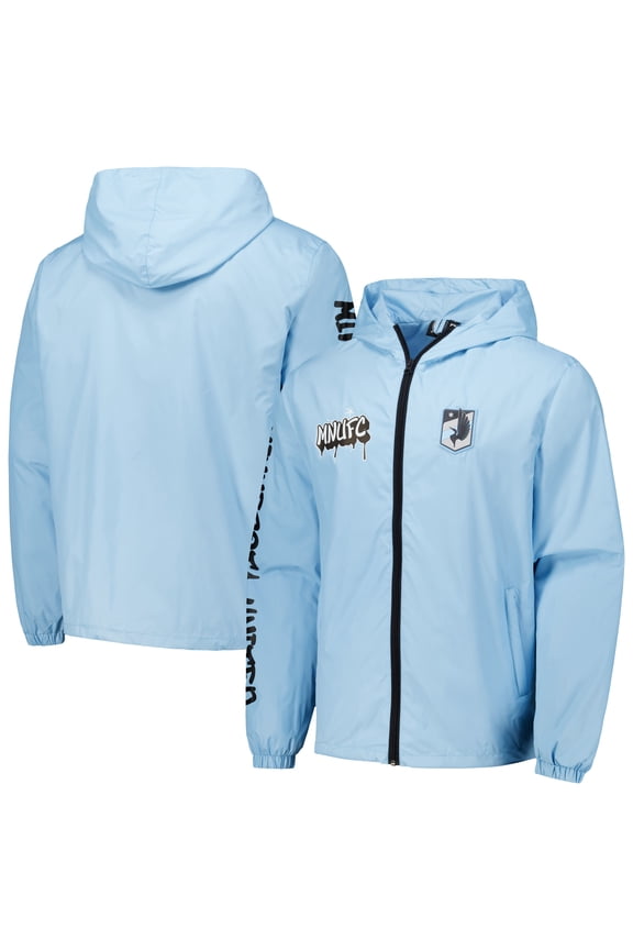 Men's Light Blue Minnesota United FC Graffiti Hoodie Full-Zip Windbreaker