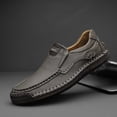 thumbnail image 1 of Men's Light Brown Hand Stitched Slip-On Leather Casual Loafers, 1 of 5