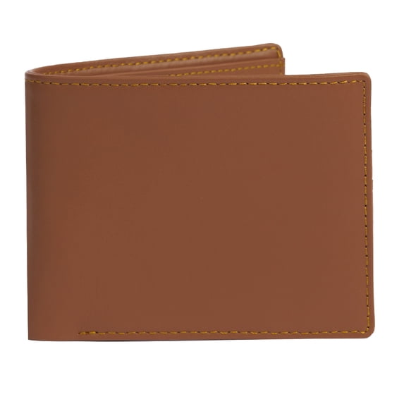 Men's Light Brown Leather Bifold Wallet RFID Blocking Front Pocket Security Passcase Cowhide Durable Extra Capacity Billfold 6 Credit Cards with Flip-out ID Classic Handmade Gift For Him VINAM-B-06
