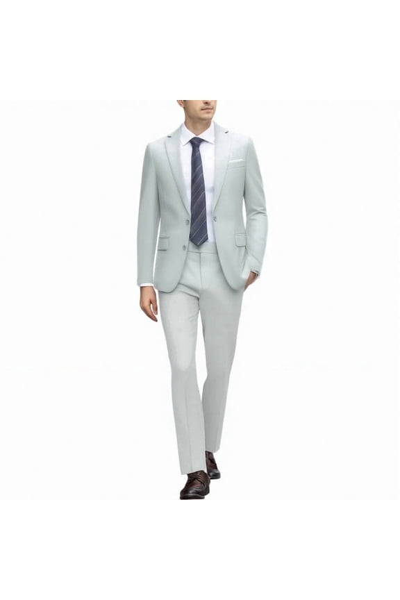 i·FineLong Solid Color Classic Suit Set, 2-Piece (Men's)