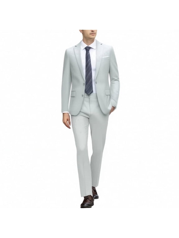 Men's Light Business Two-piece Set, Solid Color Classic Suit Set, Suitable For Business Travel, Weddings And Dinners