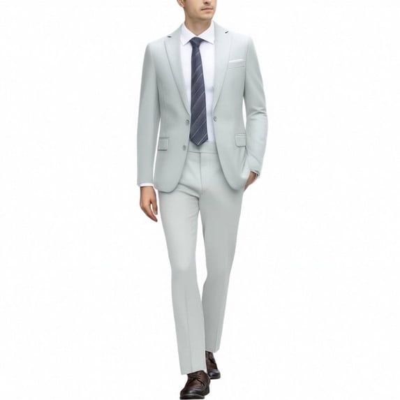 i.Finelong Men's Light Business Two-piece Set, Solid Color Classic Suit Set, Suitable For Business Travel, Weddings And Dinners