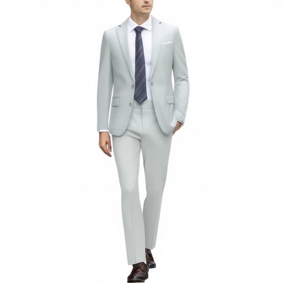 i.Finelong Men's Light Business Two-piece Set, Solid Color Classic Suit Set, Suitable For Business Travel, Weddings And Dinners
