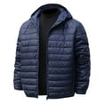 thumbnail image 1 of Men's Light Jacket Hooded Casual Short Winter Jacket Solid Color Hooded Zipper Warm Jacket, 1 of 4