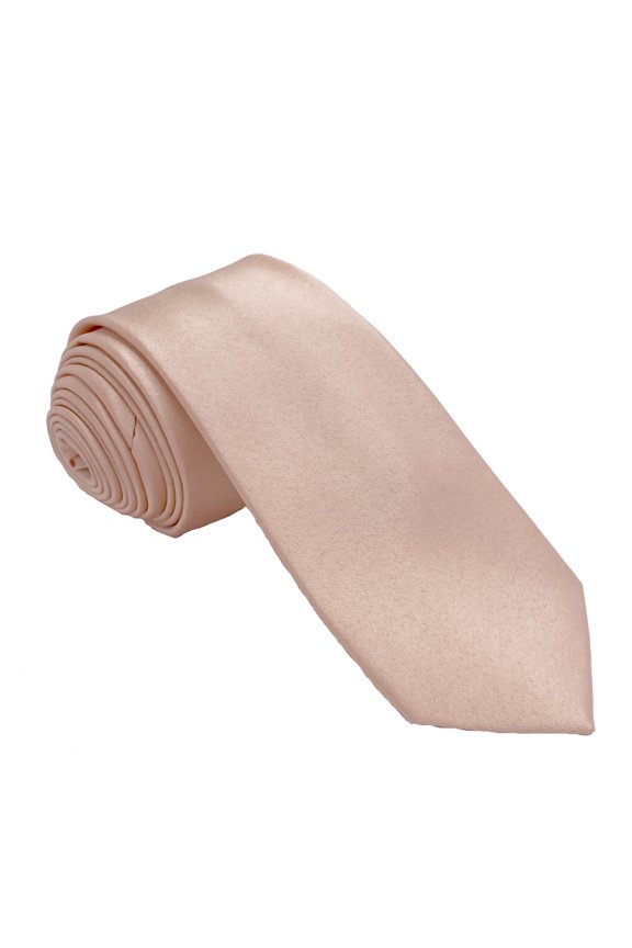 Men’s Light Peach Formal Satin Self-Tie Skinny Tie in a Variety of Colors by Spencer J’s Signature Satin Collection