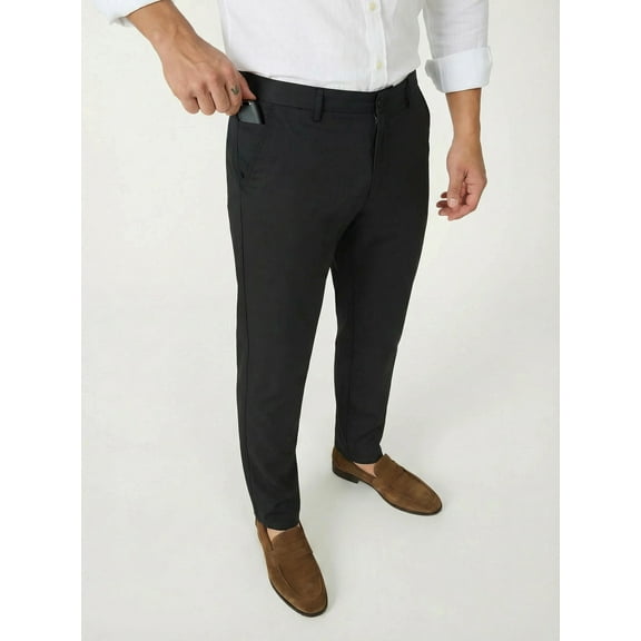 Men's Light-Weight Cotton Blend Dress Pants - Breathable Straight Fit for Office & Travel