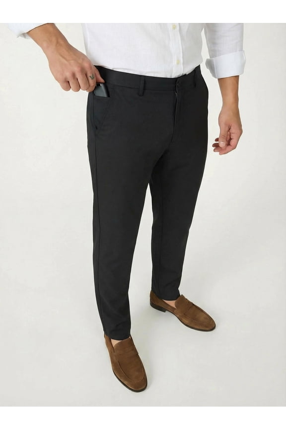 Men's Light-Weight Cotton Blend Dress Pants - Breathable Straight Fit for Office & Travel