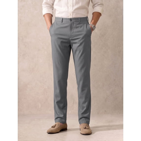 MEILIHUA Men's Lightweight Cotton Blend Chino Pants, Breathable Straight Tapered Fit, 30" Inseam Casual Dress Pants