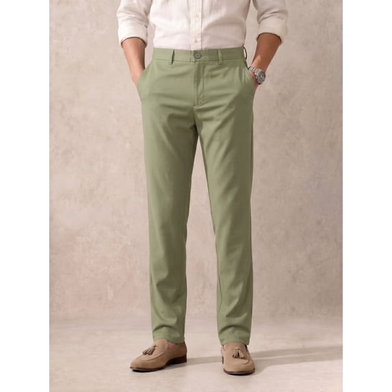 MEILIHUA Men's Lightweight Cotton Blend Chino Pants, Breathable Straight Tapered Fit, 30" Inseam Casual Dress Pants