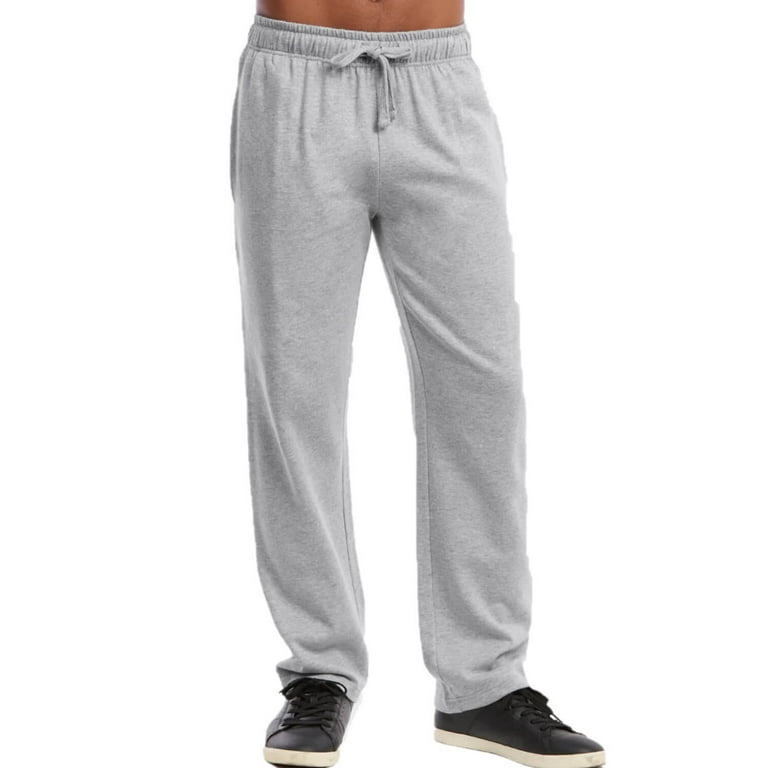 Men s Light Weight Fleece Open Bottom Sweatpants with Pockets