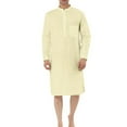 thumbnail image 1 of Men's Lightweigh Muslim Clothes Durable Kaftan Robe Dubai Long Gown,Soft Stand Collar Henley Shirt Robe, 1 of 5