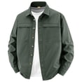 thumbnail image 1 of Men's Lightweight 100% Cotton Work Button Down Shirts, Collared Dual Chest Pockets Breathable Long Sleeve Casual Outdoor Fishing Shacket Tops for Spring Summer Size 5XL Army Green, 1 of 5