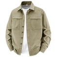 thumbnail image 1 of Men's Lightweight 100% Cotton Work Button Down Shirts, Collared Dual Chest Pockets Breathable Long Sleeve Casual Outdoor Fishing Shacket Tops for Spring Summer Size 5XL Khaki, 1 of 5