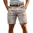 thumbnail image 1 of Men's Lightweight 5 Inch Inseam Cargo Shorts, Multi-Pocket Breathable Summer Hiking Work Shorts, Elastic Drawstring Waist Relaxed Fit Outdoor Casual Design, 1 of 8
