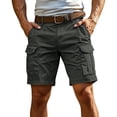 thumbnail image 1 of Men's Lightweight 5 Inch Inseam Cargo Shorts, Multi-Pocket Breathable Summer Hiking Work Shorts, Elastic Drawstring Waist Relaxed Fit Outdoor Casual Design, 1 of 8