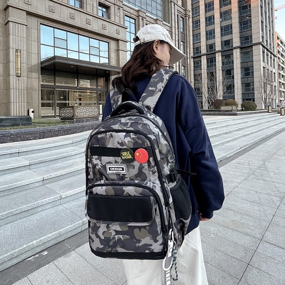 Men's Lightweight And Large Capacity Backpack,Black Camouflage 8762
