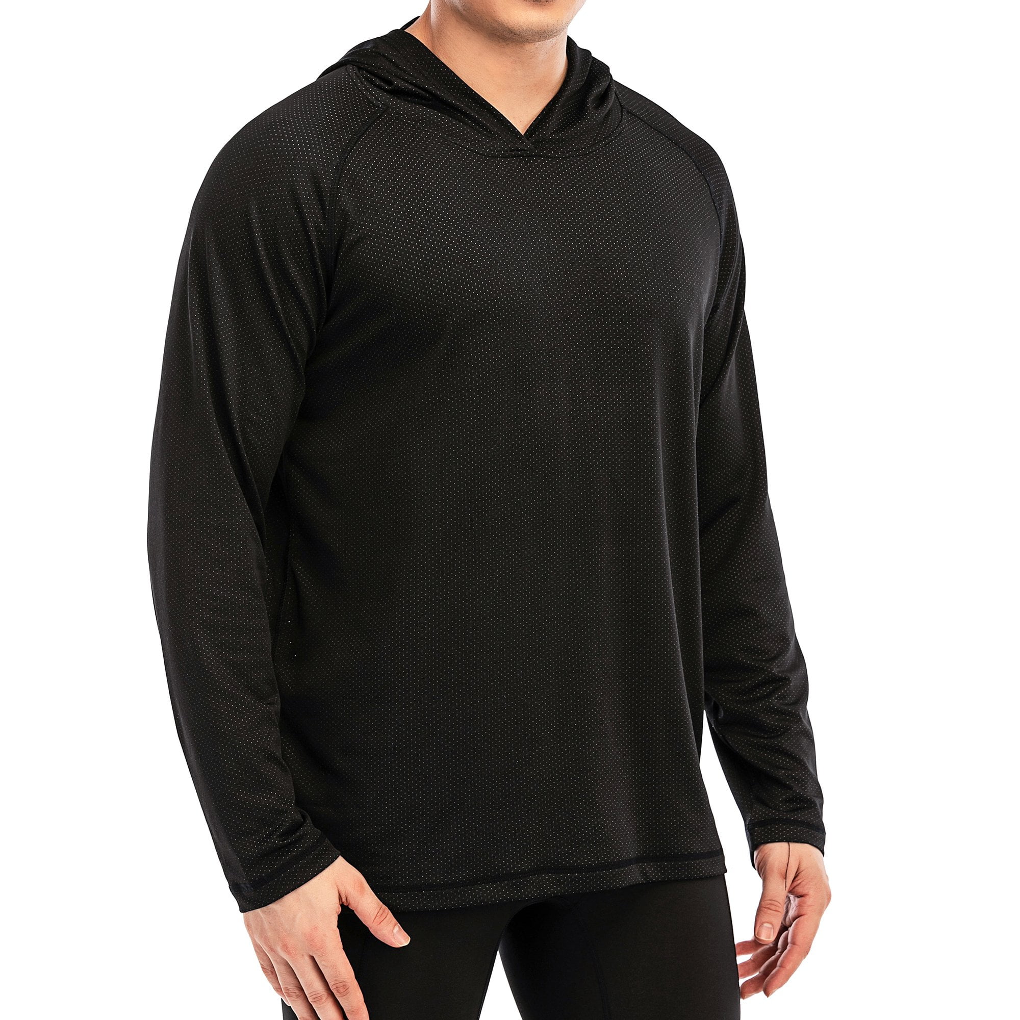 Men s Lightweight Athletic Jacket Long Sleeve Quick Dry Running Workout Shirts Pullover Hoodie Hiking Black S Walmart
