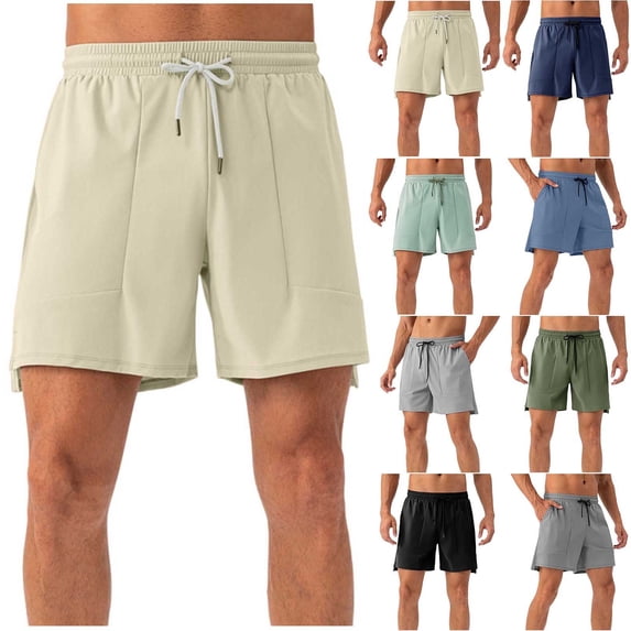 Men's Lightweight Athletic Shorts Quick Dry Breathable Cargo, Drawstring Elastic Waist Straight Leg for Running Gym Workout Hiking Casual Daily, Outdoor Summer | AKLJWH,White L